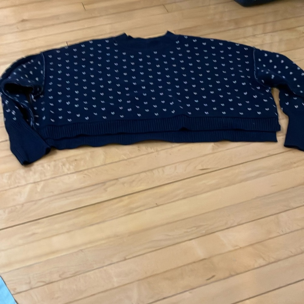 Free People Navy Blue Cropped Sweater